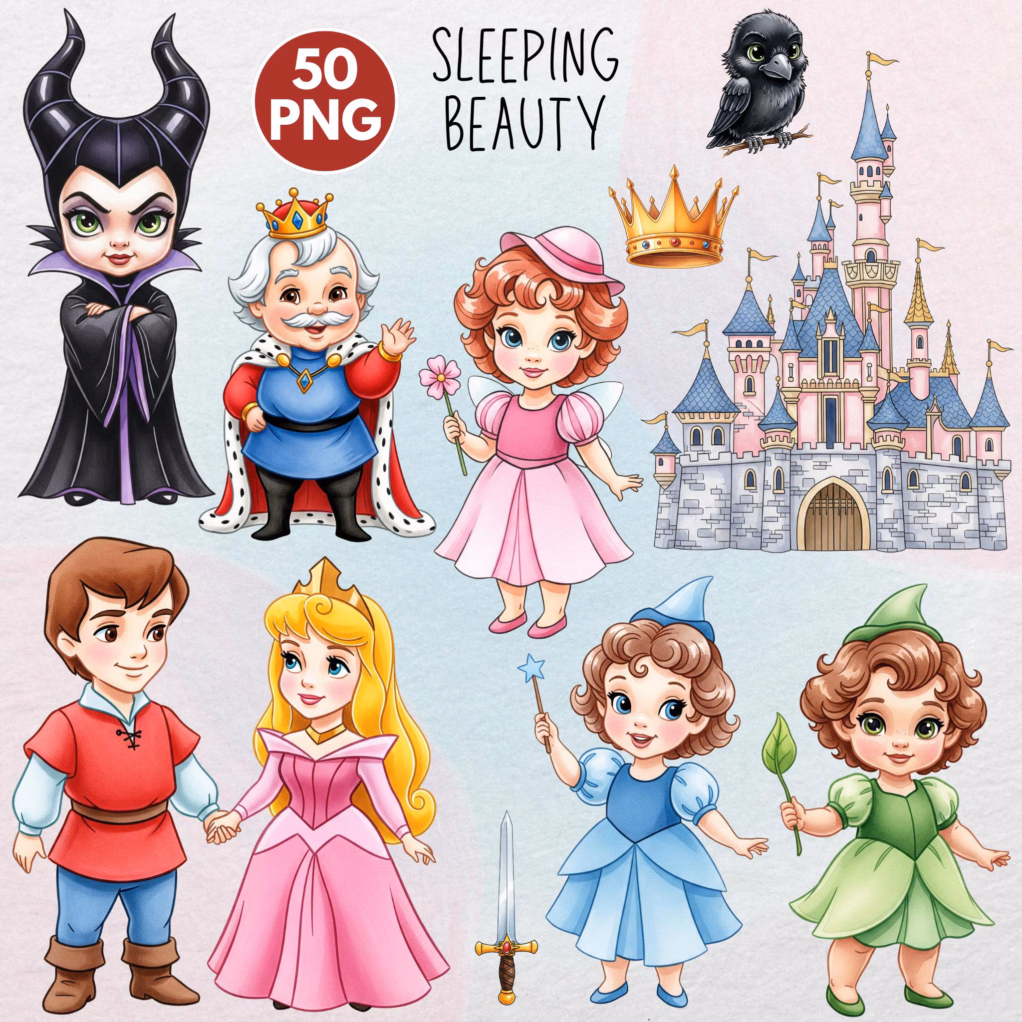 Baby Sleeping Beauty Watercolor Clipart