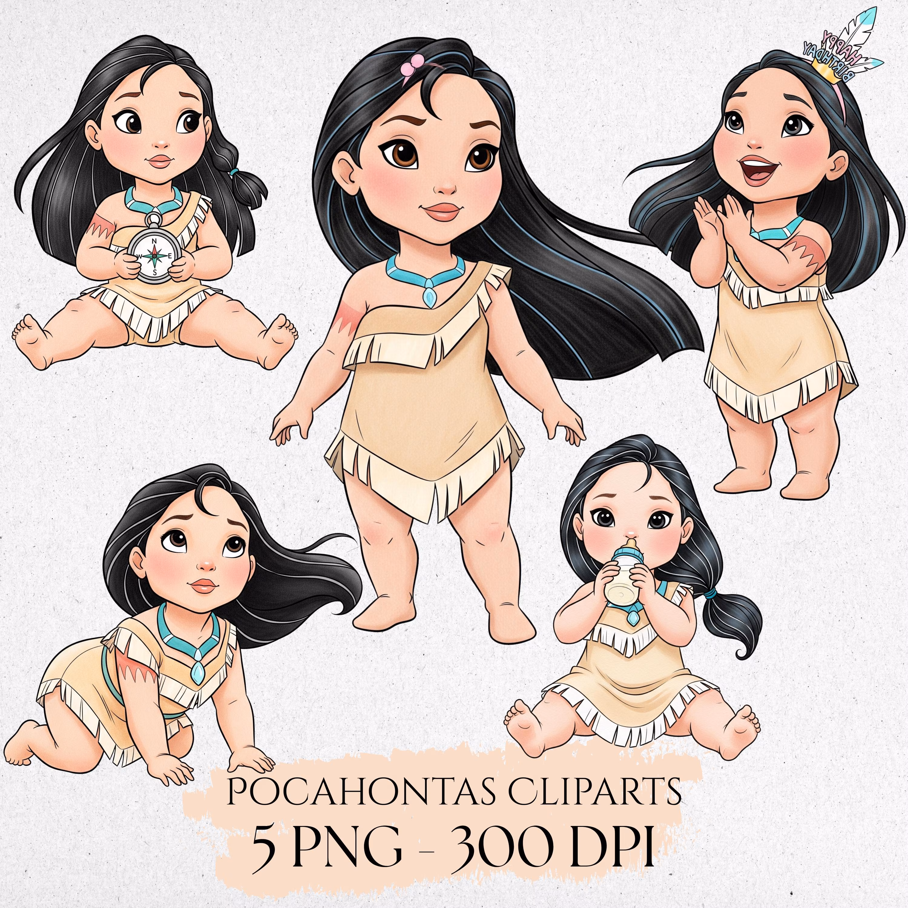 Baby Pocahontas Watercolor Clipart