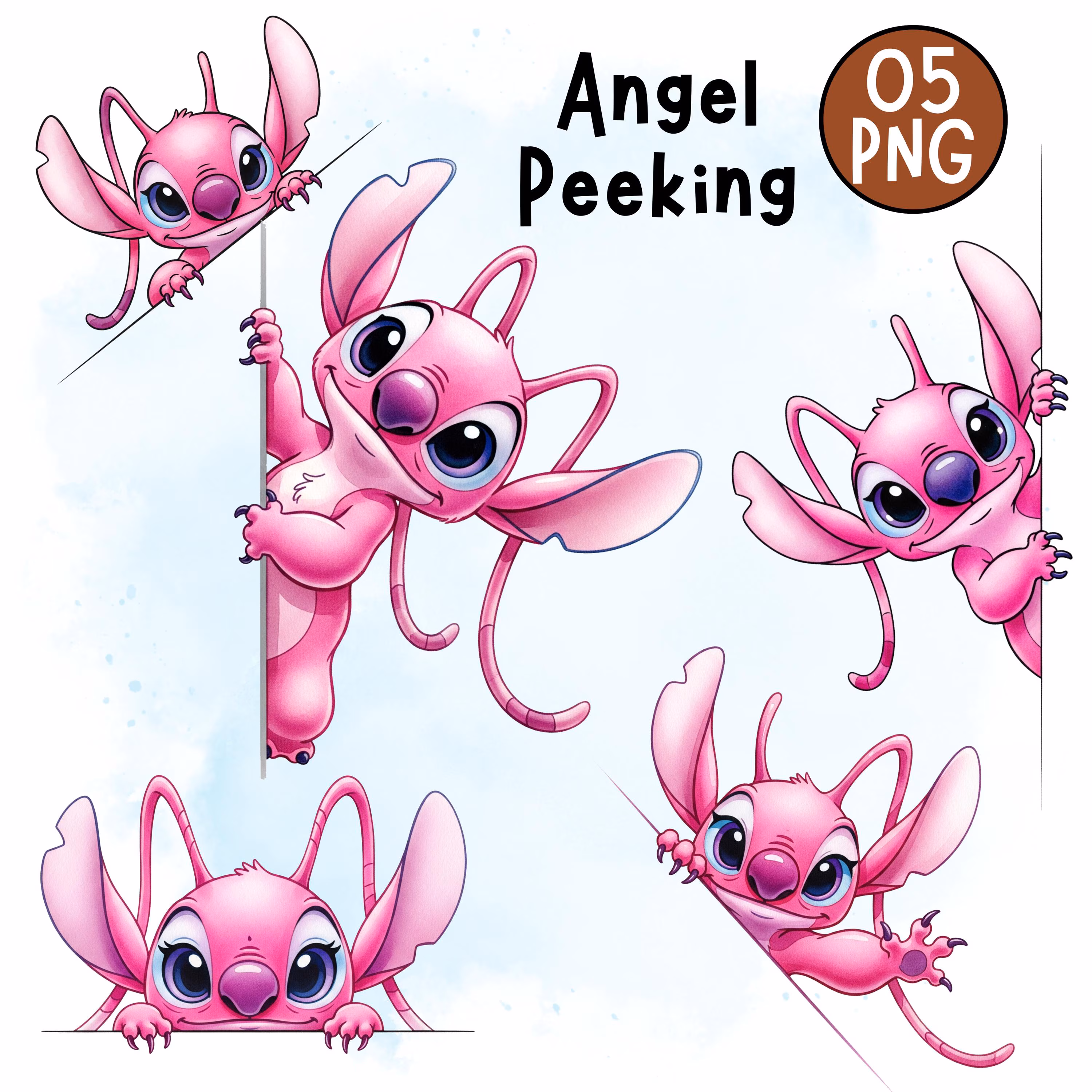 Stitch and Angel Peeking Digital Clipart