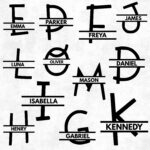 Split Monogram Clipart, Stylish Alphabet Bundle, A-Z Name Frame PNG, Decorative Letter Graphics, Digital Download