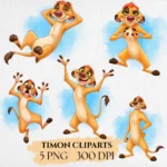 Timon Watercolor Clipart, Lion King Meerkat PNG, Safari Animal Bundle, Hakuna Matata Nursery Art, Digital Download