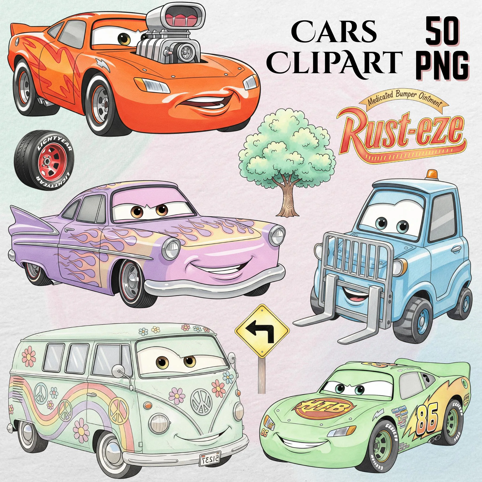 Lightning McQueen Watercolor Clipart