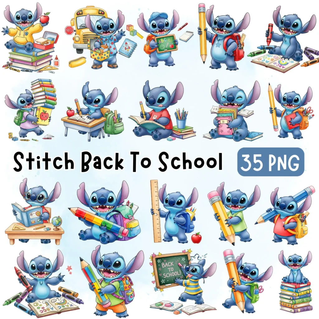 Stitch Back To School Watercolor Clipart, Teacher Classroom Graphics ...