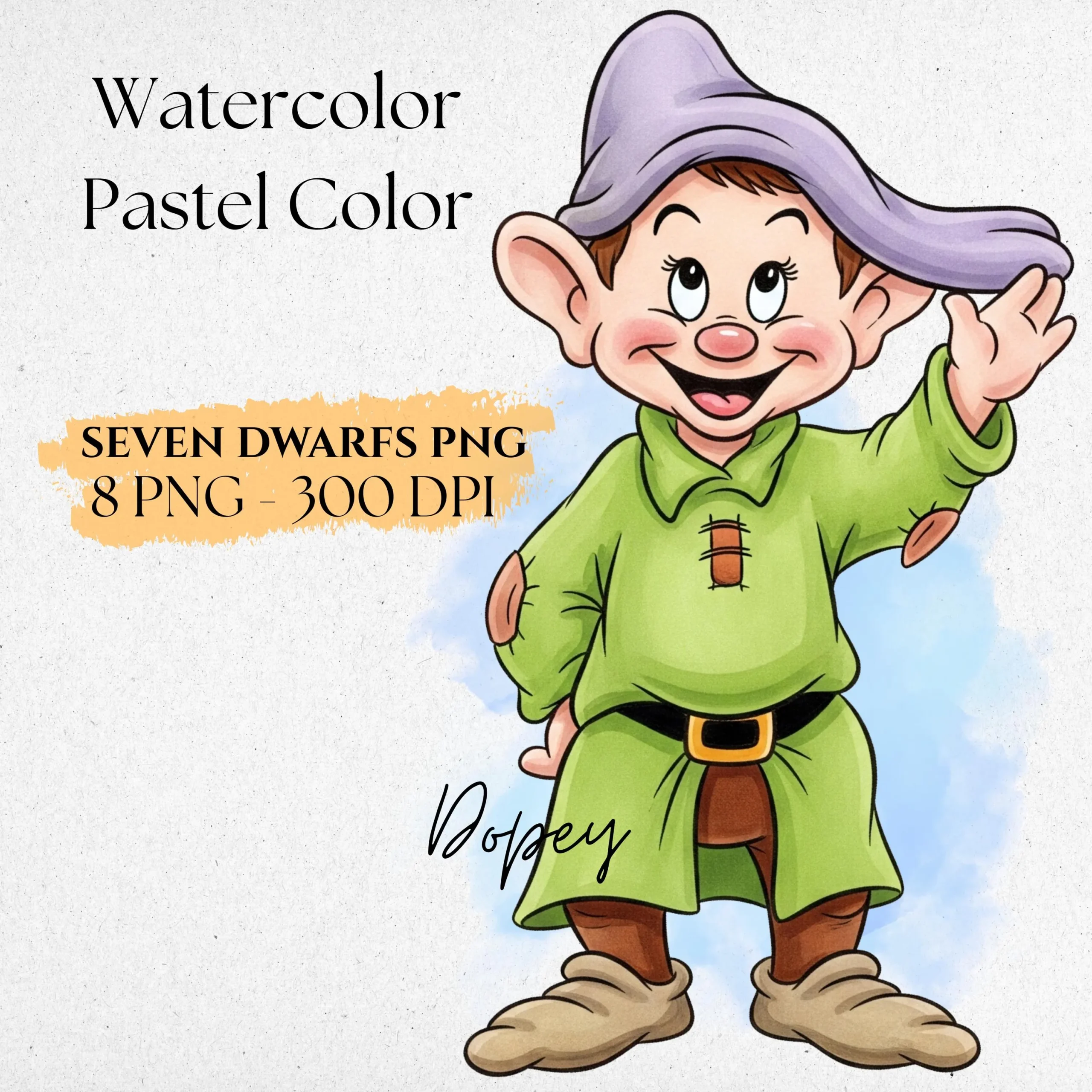 Seven Dwarfs Watercolor Clipart