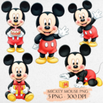 Watercolor Iconic Mouse Character Illustrations - Classic Cartoon Bundle for Toddler Nursery Decor