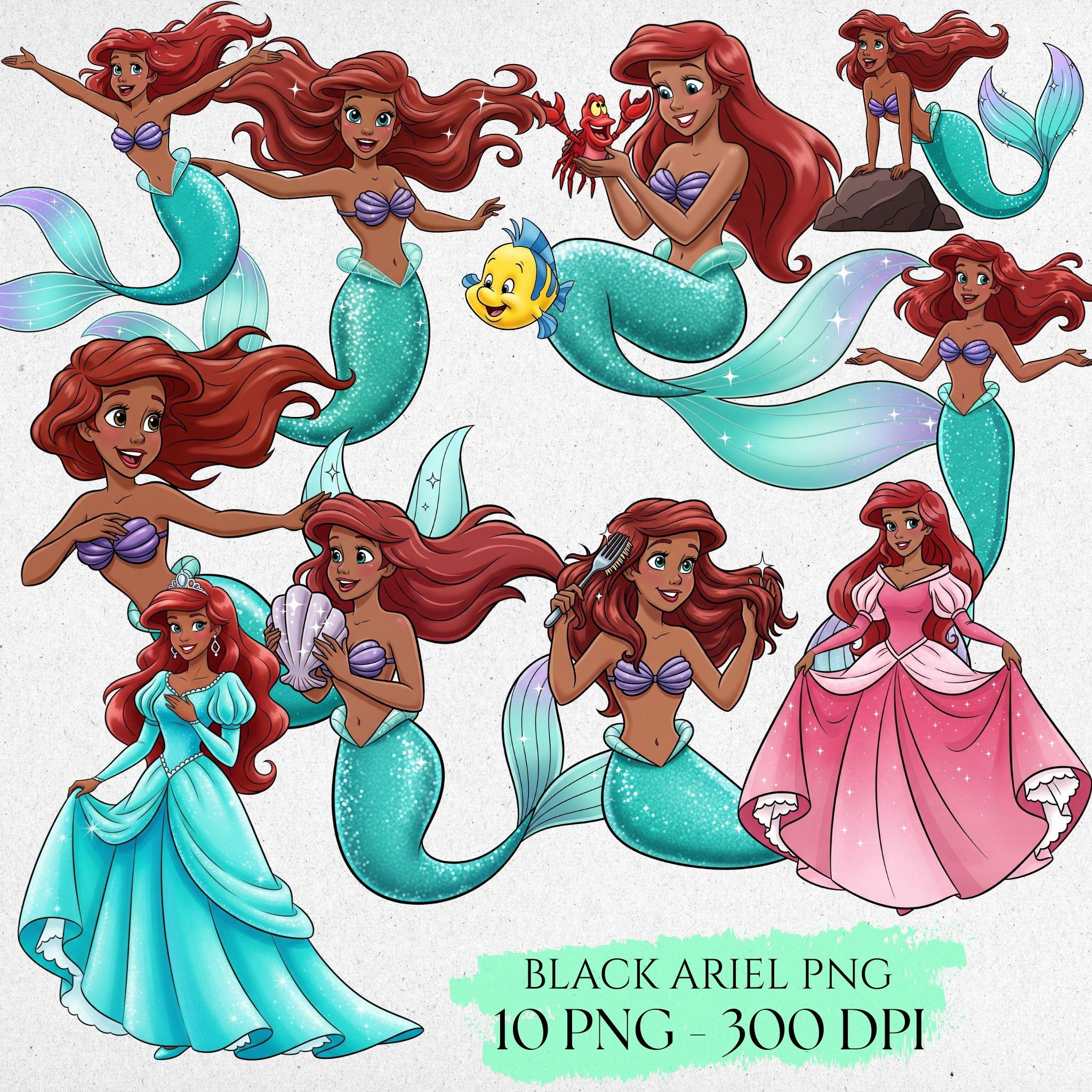 Black Ariel Watercolor Clipart Bundle