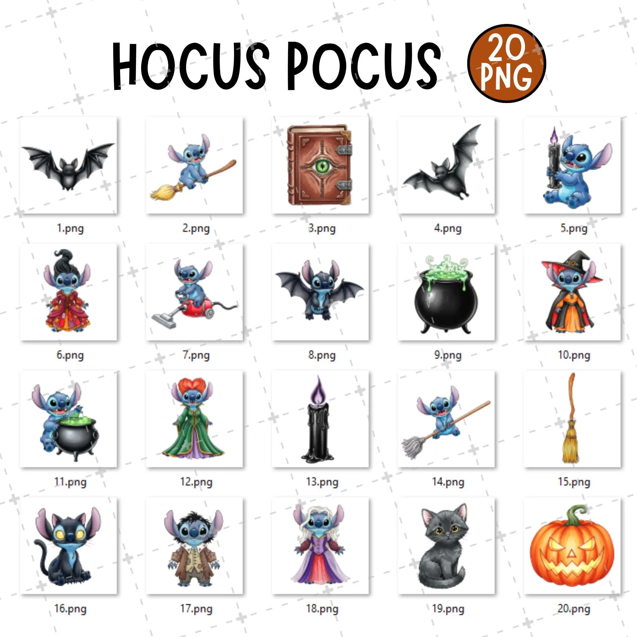 Stitch Hocus Pocus Watercolor Clipart