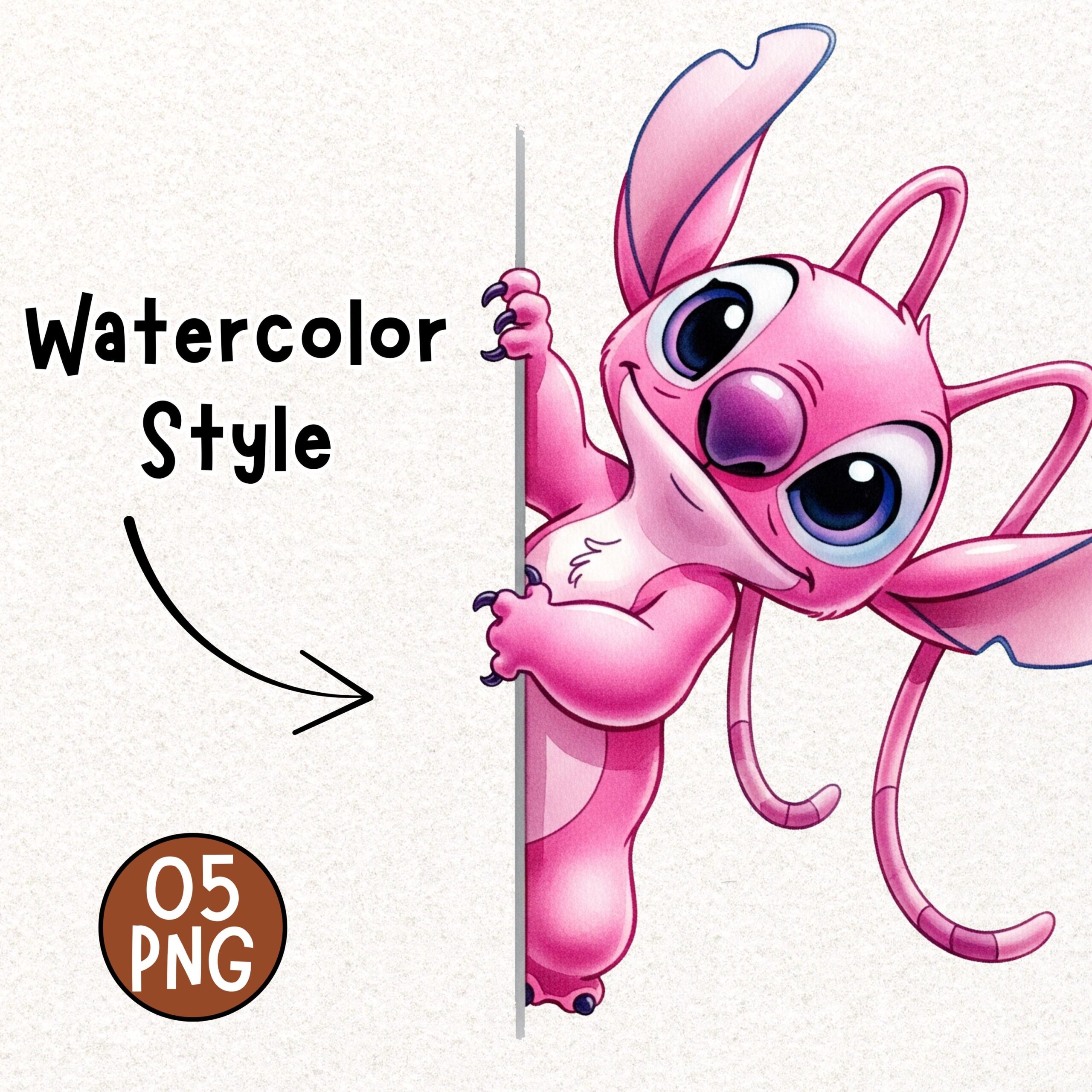 Stitch and Angel Peeking Digital Clipart