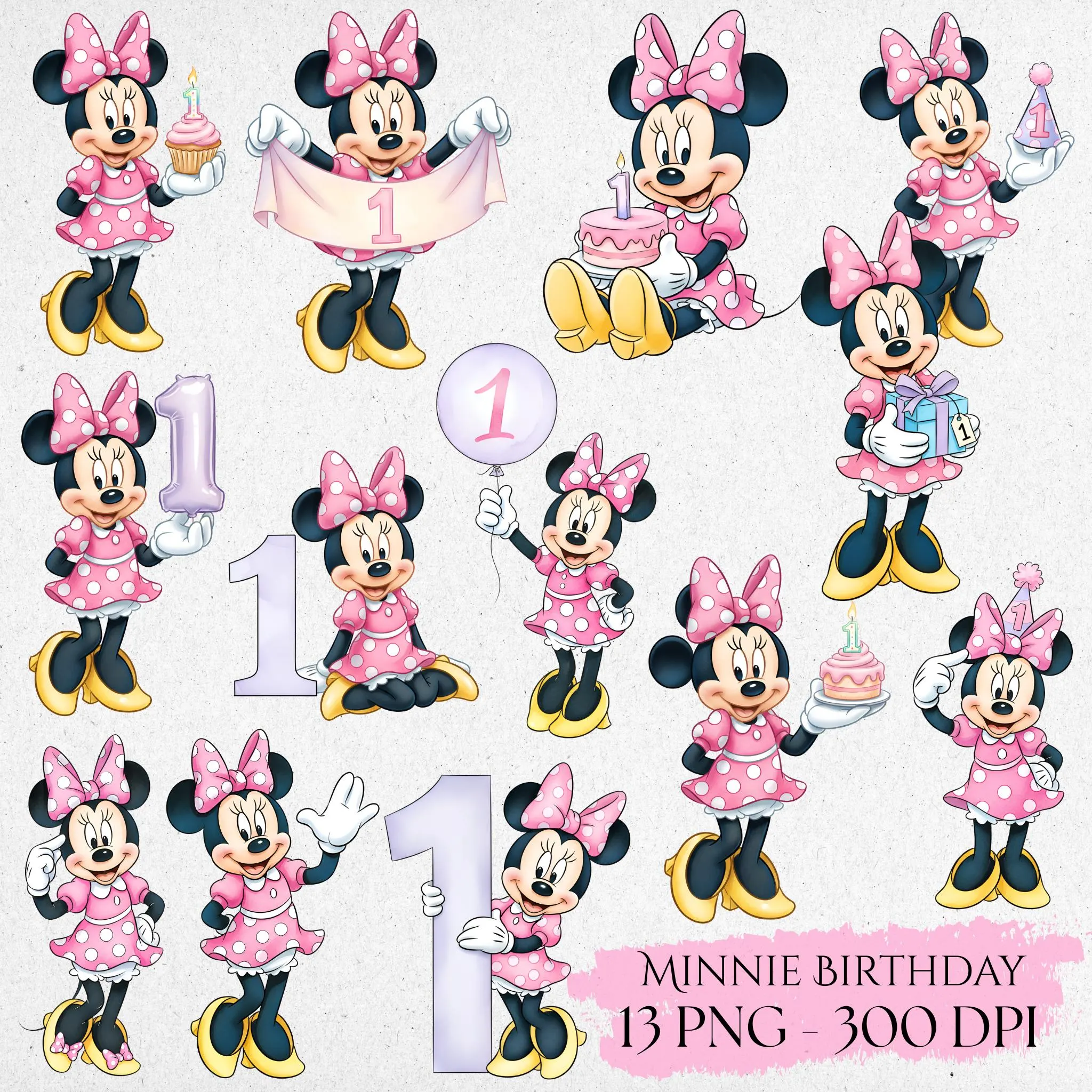 Watercolor Minnie Mouse Clipart