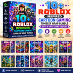 10+ Roblox Cartoon Gaming Character Tumbler Wrap Bundle • Boys & Girls Gamer Glass Designs