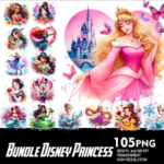 105 Disney Princess PNG Design Bundle for Sublimation T-Shirts, Tumblers
