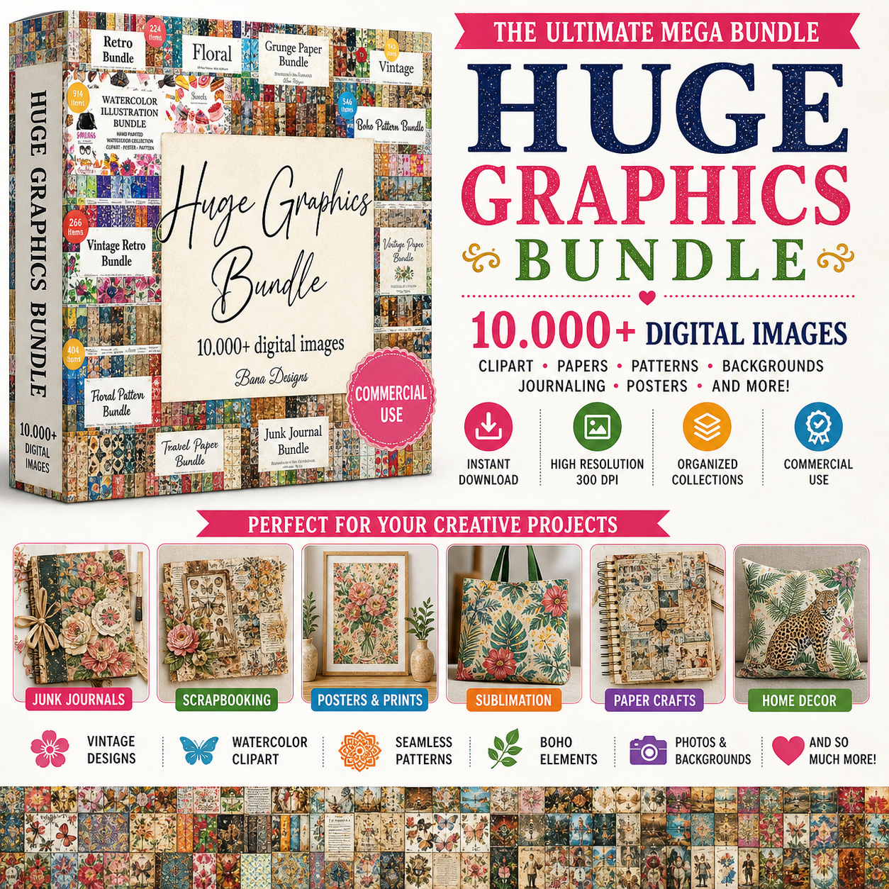 11744 Piece Mega Digital Graphics Bundle Junk Journal Paper Kit