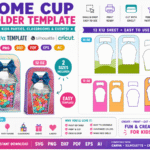 12–16oz Dome Cup Holder Template, 16oz Holder Template, 12oz Dome Cup Favor Holder Template