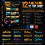 12 Awesome 3D Text Effect Styles & Photoshop Actions Bundle