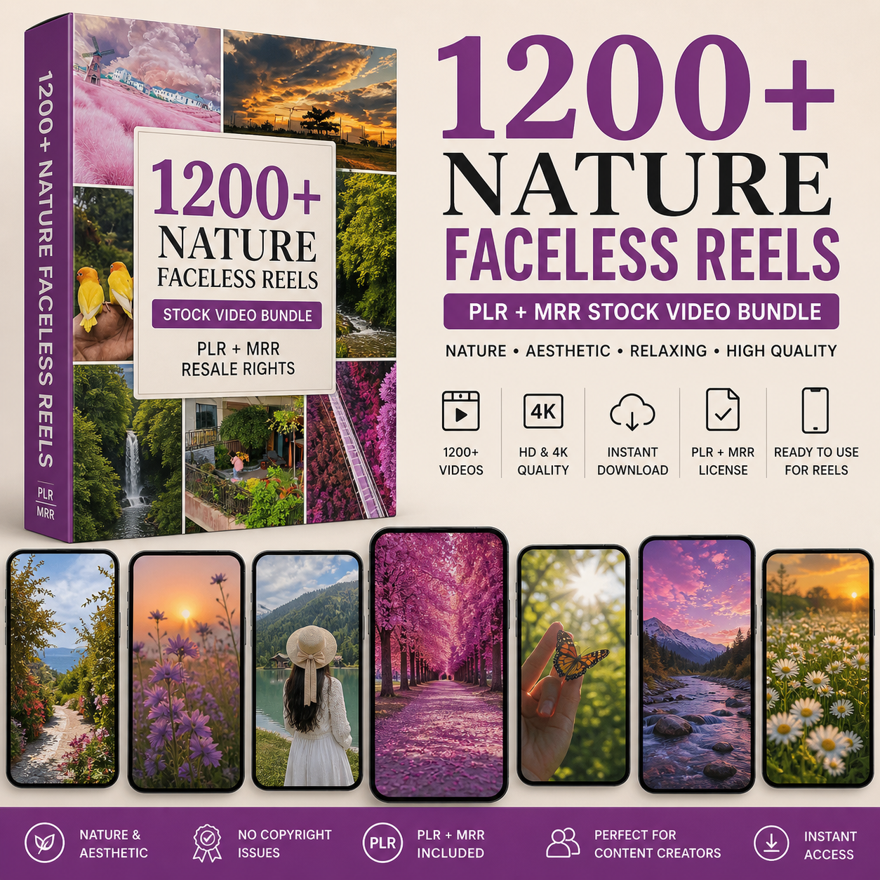 1200+ Nature Reels | Faceless Video | MRR PLR | Stock Video | Faceless Reels