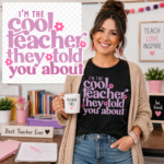 Cool Teacher PNG and SVG Design – Retro Floral Typography