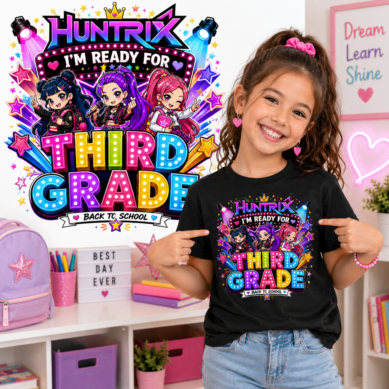 K-pop Demon Hunters Huntrix Back to School PNG and SVG Bundle – Chibi Character Designs